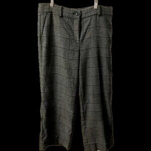 8P LOFT Petite Straight Leg Ankle Crop Grey Houndstooth Suit Pants